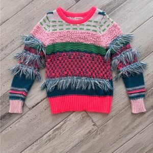 Cat & Jack Multicolor Knit Fringed Sweater - size 6/6X